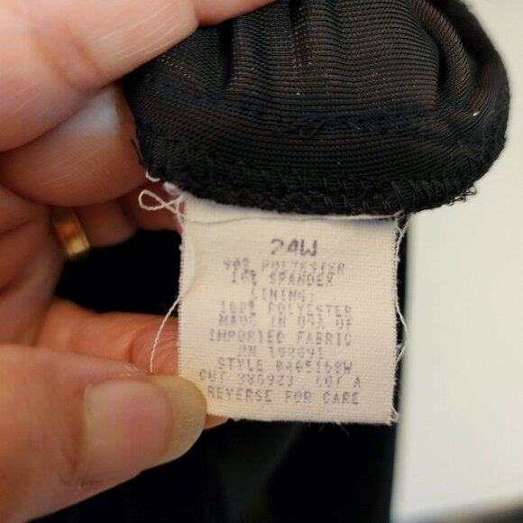 Vtg Donna Ricco Black Velvet Sparkly Midi Dress Sz 24 VNeck Long Slv Wimsigoth - Picture 14 of 15